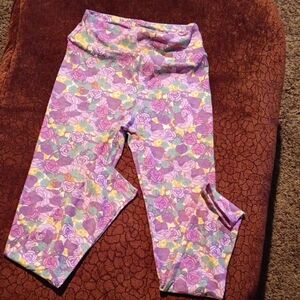LuLaRoe Kids Leggings with Purple Floral Pattern